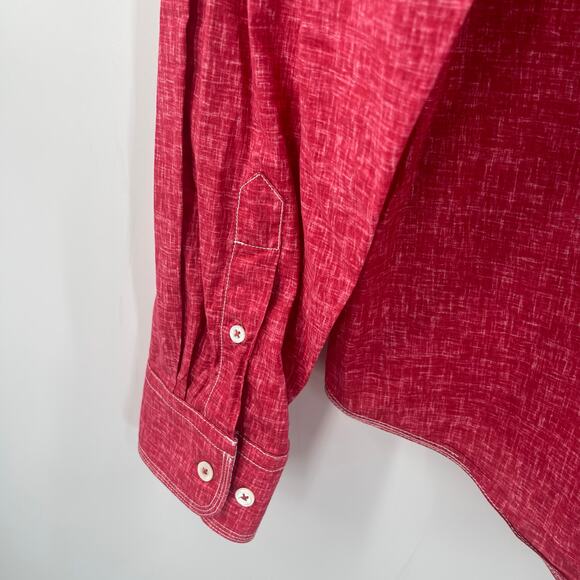 BUGATCHI Button Down Shirt Large Red/Pink Business Office Work Career Cotton - Picture 9 of 14